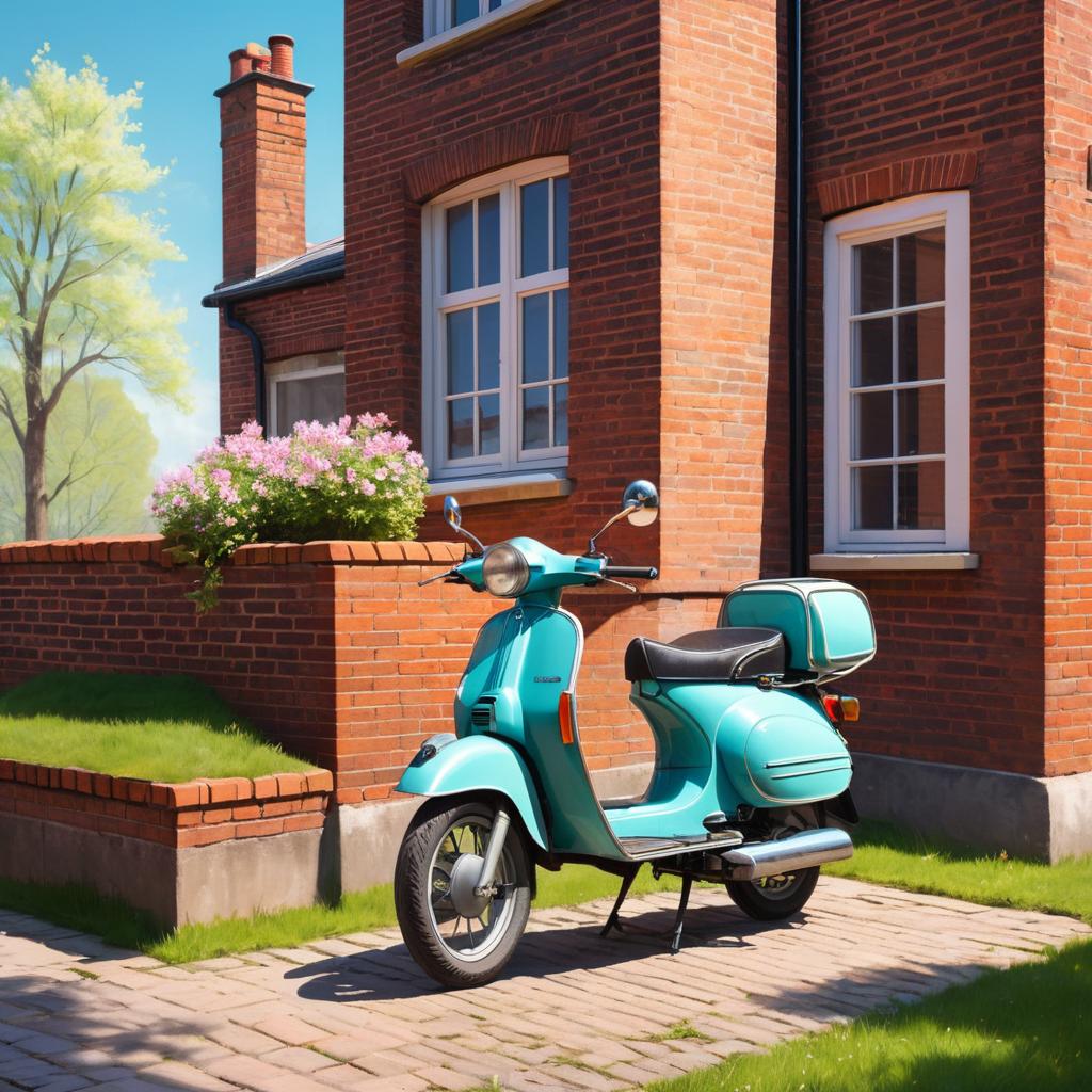 Nostalgic Moped Scene in Spring