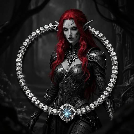 Dark Elf Android Priestess in Shadows