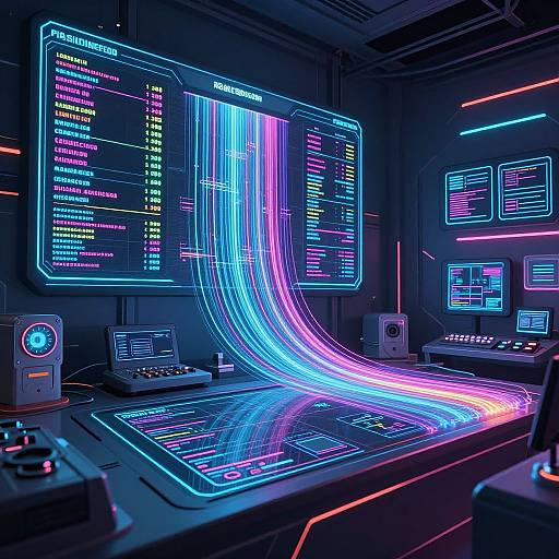 Futuristic Control Room Visualizing Costs