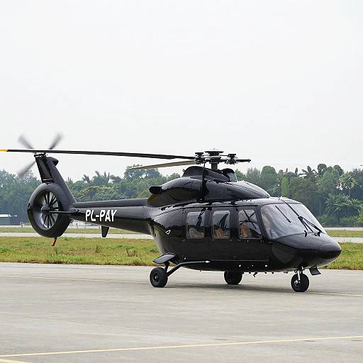 Futuristic Black Single-Seat Helicopter