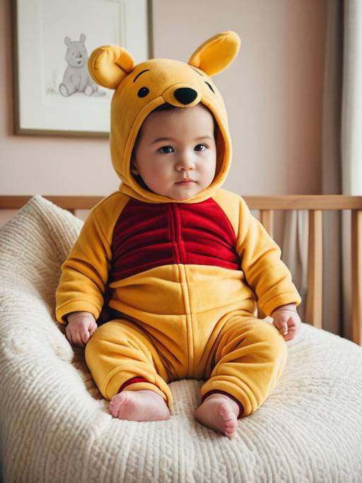 Adorable Newborn in Pooh Costume Portrait