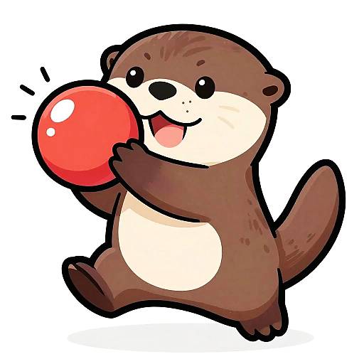 Playful Otter Digital Cartoon Sticker