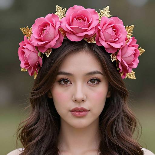 Vibrant Floral Headpiece with Gold Stars