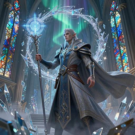 Elven Battlemage in Frozen Glass Cathedral