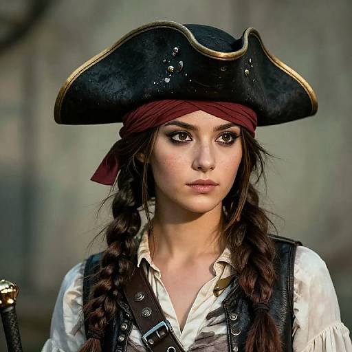 Braided Female Pirate with Hat