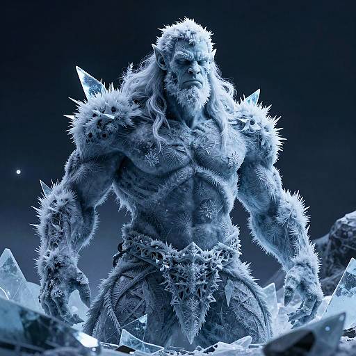 Frost Giant in Glacial Ice Portrait