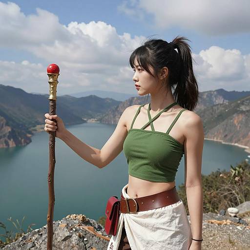 Warrior Woman on Rocky Terrain