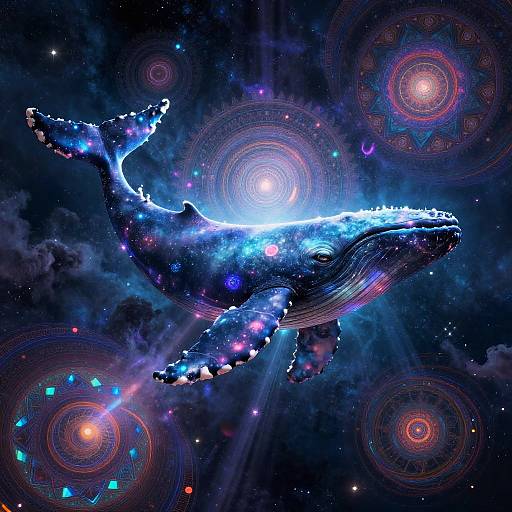 Psychedelic Cosmic Whale in Neon Space