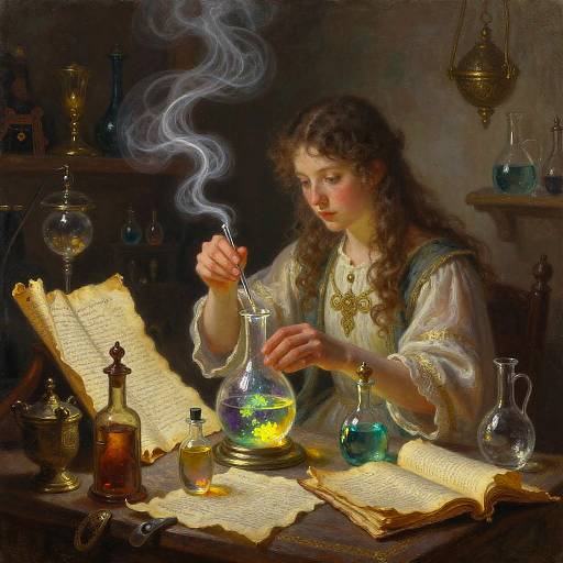 Ethereal Alchemist in Mystical Tower Lab