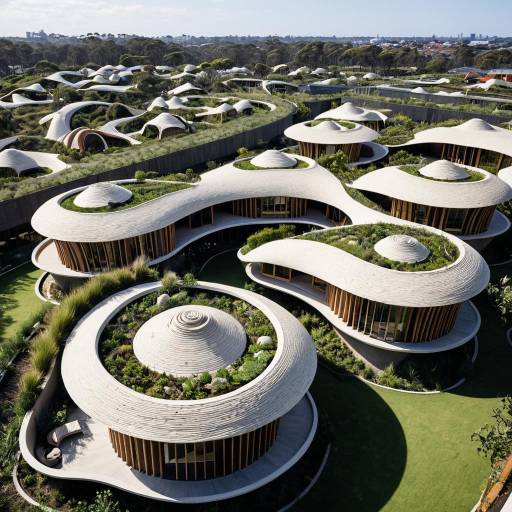Modern Eco-Friendly Housing Complex with Organic Rooftops