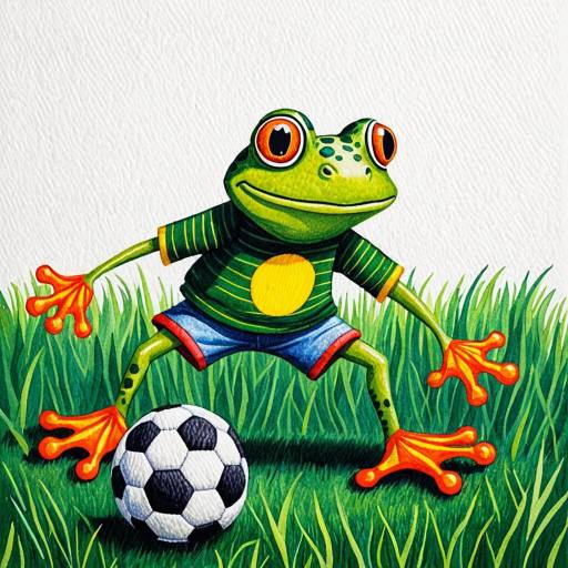 Cute Frog Playing Soccer Illustration