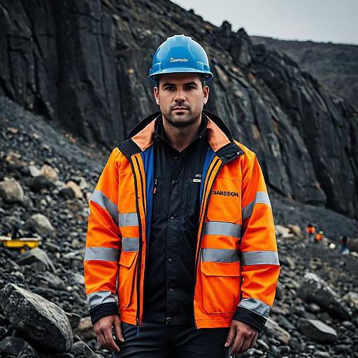 Male Construction Worker in High-Visibility Jacket