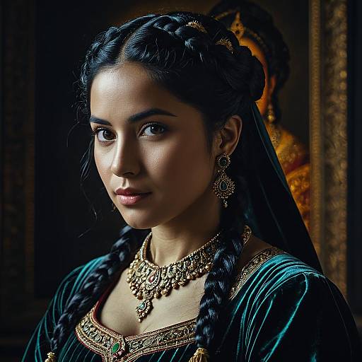 Regal Mughal Princess Rembrandt Portrait