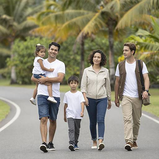 Family Stroll in Tropical Paradise