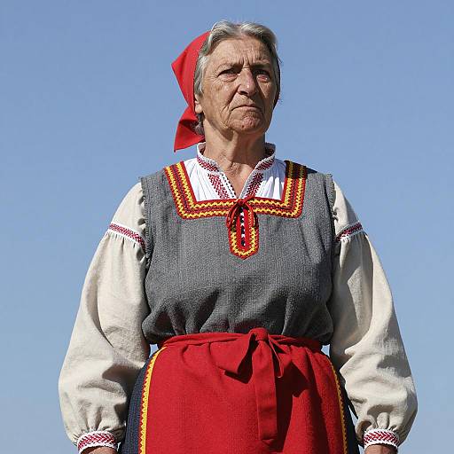 Elderly Woman in Traditional European Folk Dress