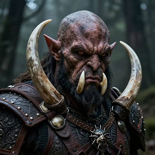 Fierce Half-Orc Warrior in Tribal Armor