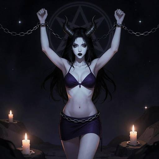 Gothic Horned Woman in Chains