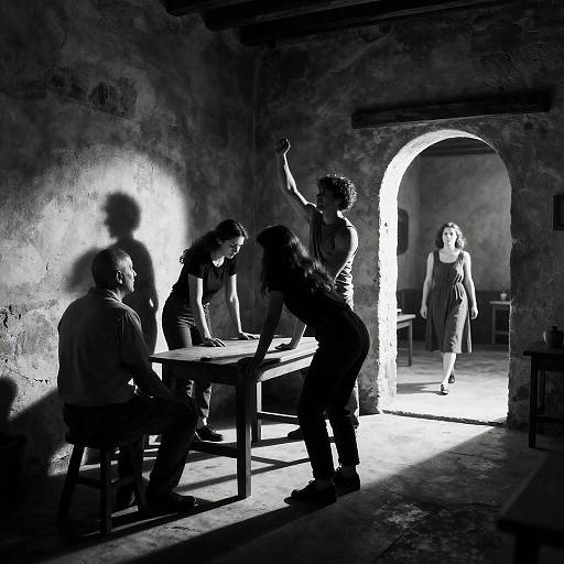 Dramatic Rustic Scene in Black and White