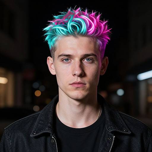 Neon Hair Urban Night Portrait