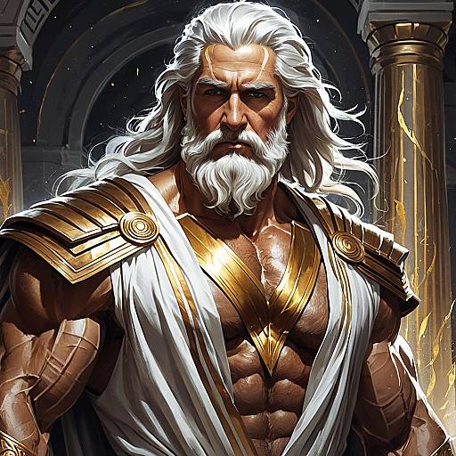 Painted Portrait of Zeus with Gold Accents