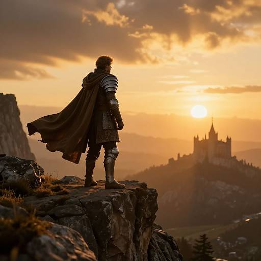 Medieval Warrior on Sunset Cliff