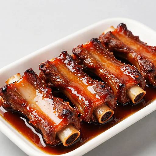 Glazed Red Pork Ribs Close-Up