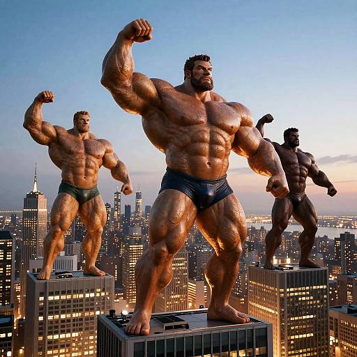Giant Bodybuilders Triumph in Metropolis
