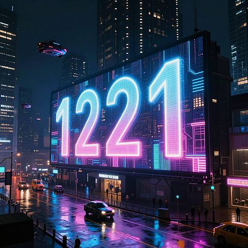 Glowing Sequence on Cyberpunk Billboard