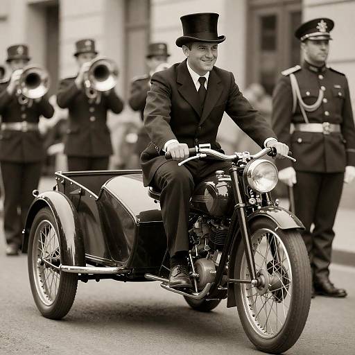 Vintage Sepia Photograph of Joyful Ride