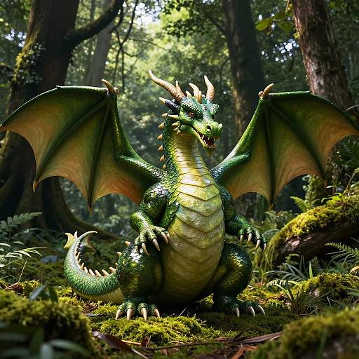 Spring Green Dragon in Forest