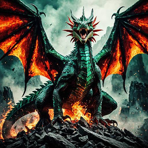 Epic Basilisk Emerges in Fiery Glory