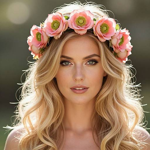 Radiant Blonde with Bohemian Flower Crown