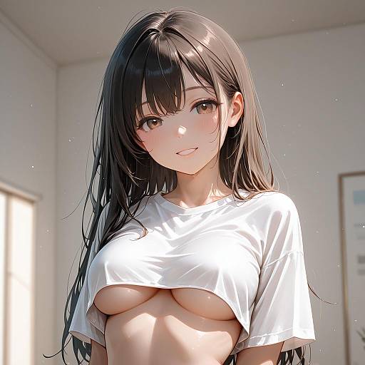 Anime Style Girl in Crop Top