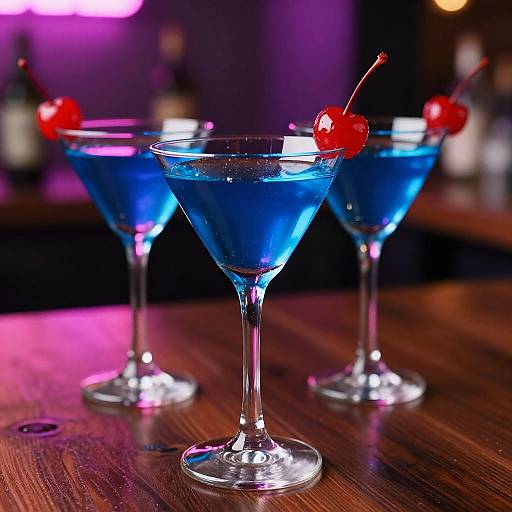 Vibrant Blue Martini with Cherry