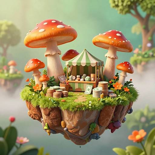 Whimsical Floating Island Marketplace