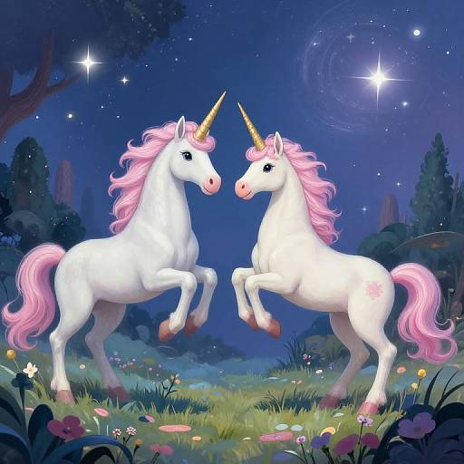 Mystical Unicorn Encounter at Night