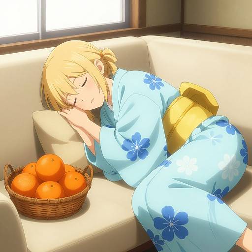 Peaceful Anime Woman in Yukata