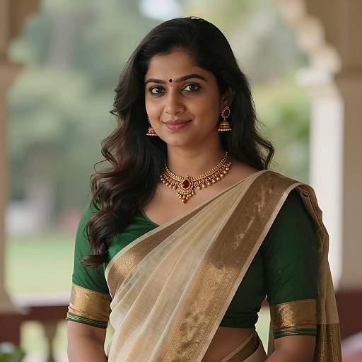 Elegant Indian Woman in Traditional Saree