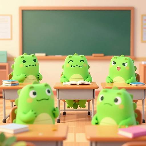 Playful Alligator Classroom Cartoon