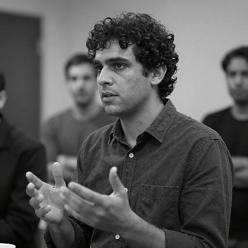 Man Gesturing During Discussion