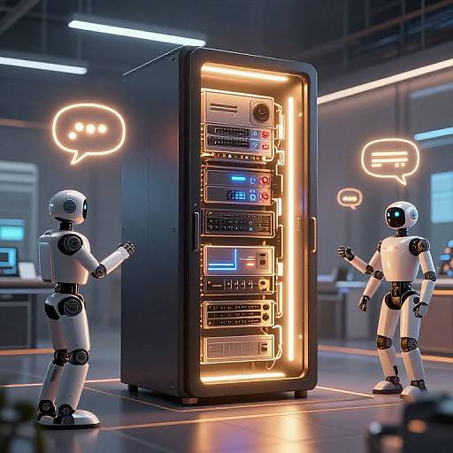 Futuristic AI Server and Robots