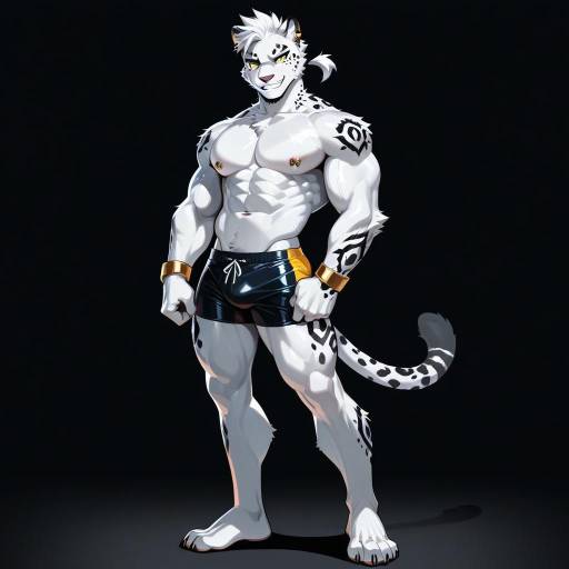Muscular Jaguar Furry Stands Confidently Muscular Jaguar Furry Stands Confidently