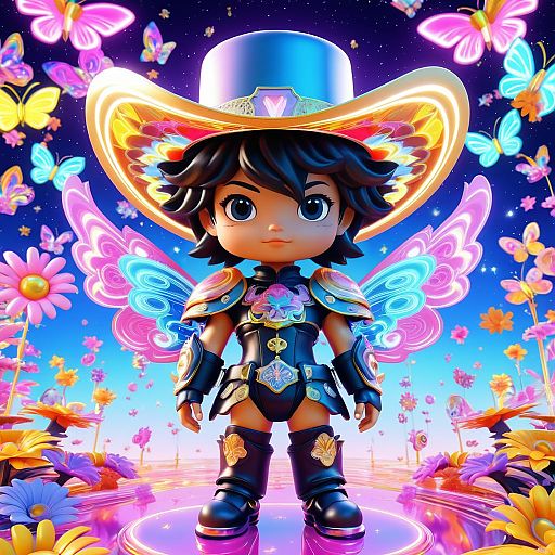 Chibi Cyborg Knight in Y2K Aesthetic Chibi Cyborg Knight in Y2K Aesthetic