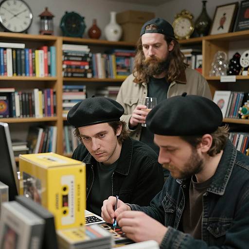 Men Engaged in a Cluttered Shop