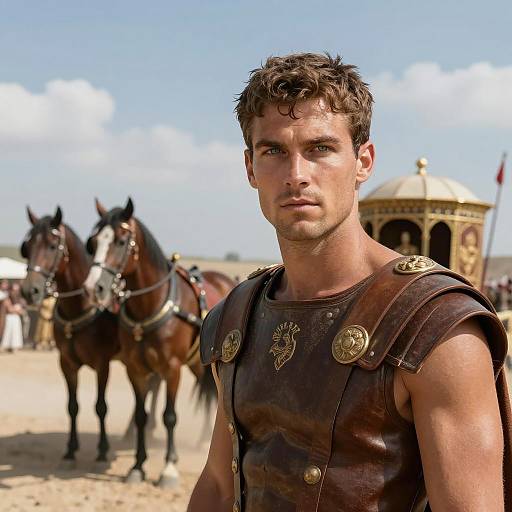 Ancient Roman Scene with Chariot and Horses