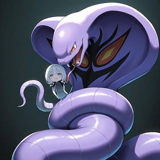 Illustration of Arbok, pokemon in the style of Piripun