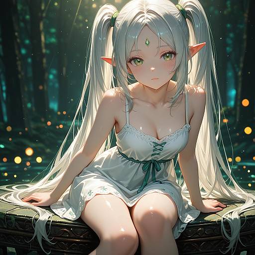 Fantasy Elf Girl in White Dress