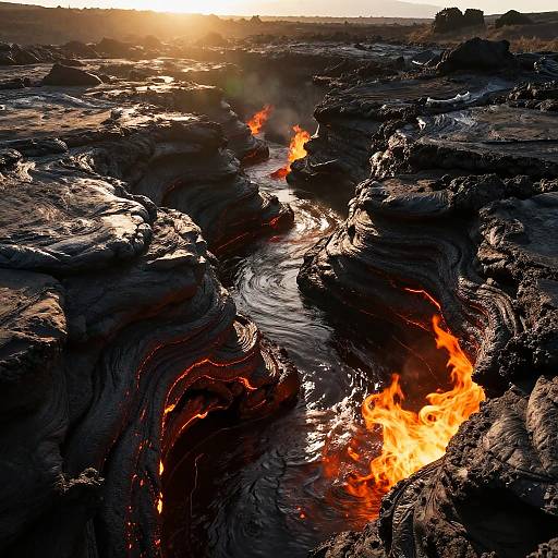 Fiery Underground River Scene