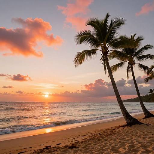 Serene Tropical Sunset Beach Scene