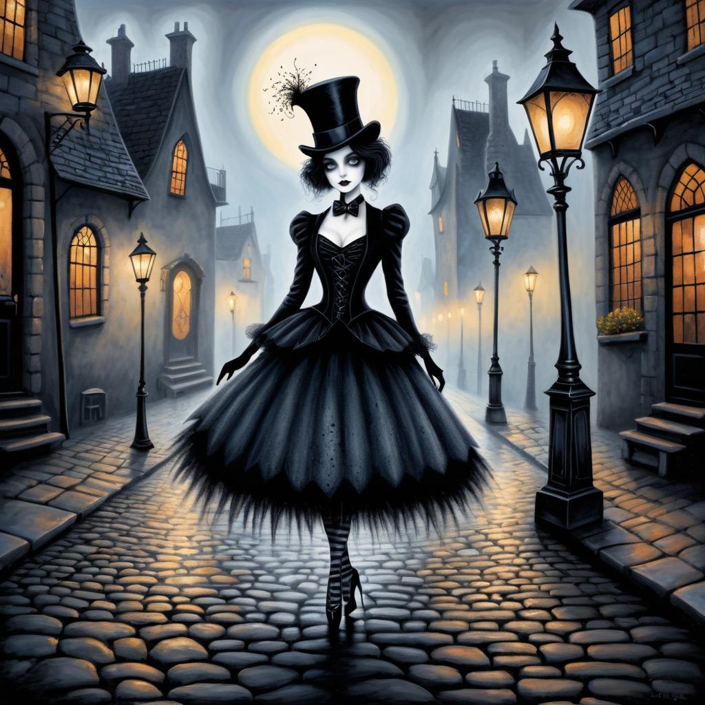 Gothic Ballerina in Tim Burton Style